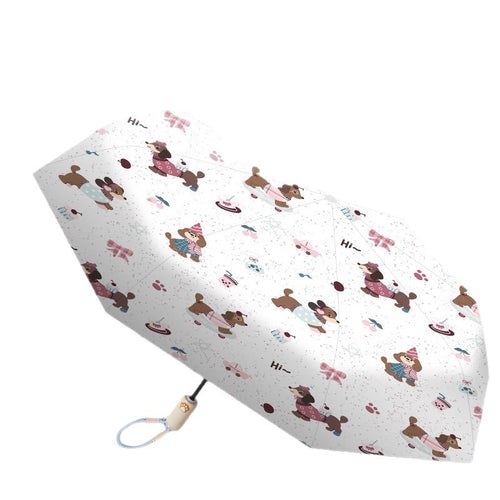 Women's folding umbrella with playful animal design and automatic opening mechanism Bowlift