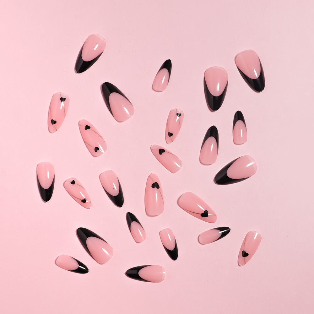 Elegant Heart-Accented Press-On Nail Set Bowlift