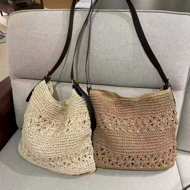 Woven Material Handbag with Adjustable Shoulder Strap Bowlift