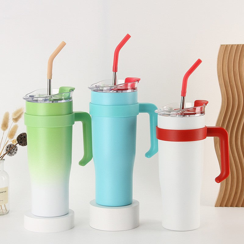 Women's insulated cup with straw and ergonomic handle Bowlift