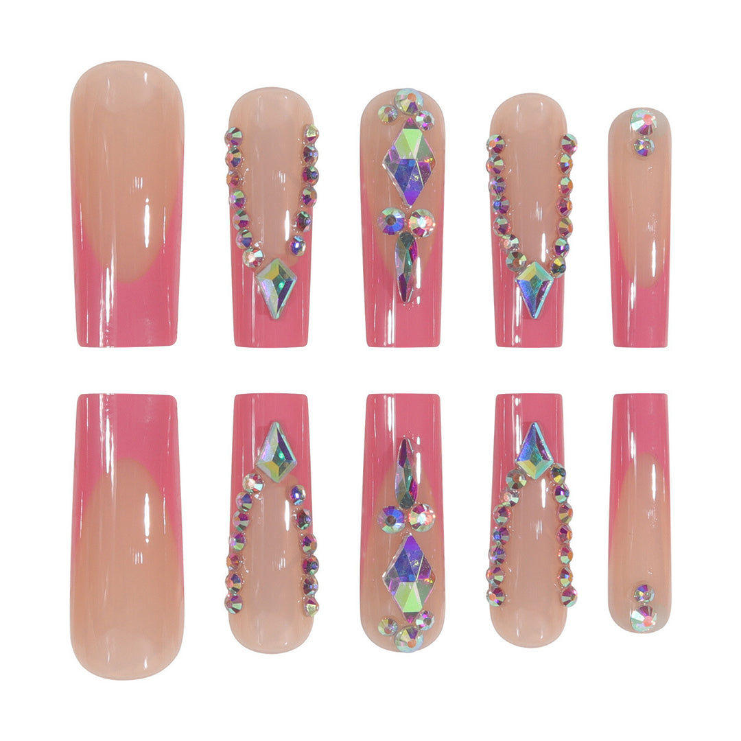 Luxury Press-On Nail Extensions with Crystal Accents Bowlift