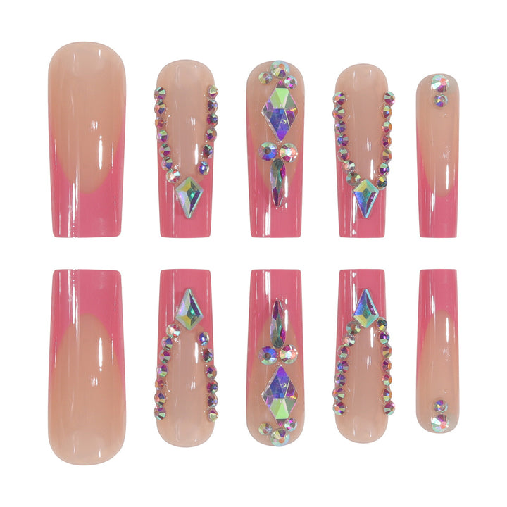 Luxury Press-On Nail Extensions with Crystal Accents Bowlift