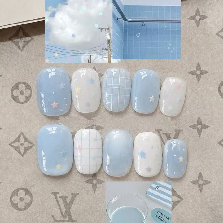Elegant Press-On Nail Art Set with Bow and Dots Bowlift