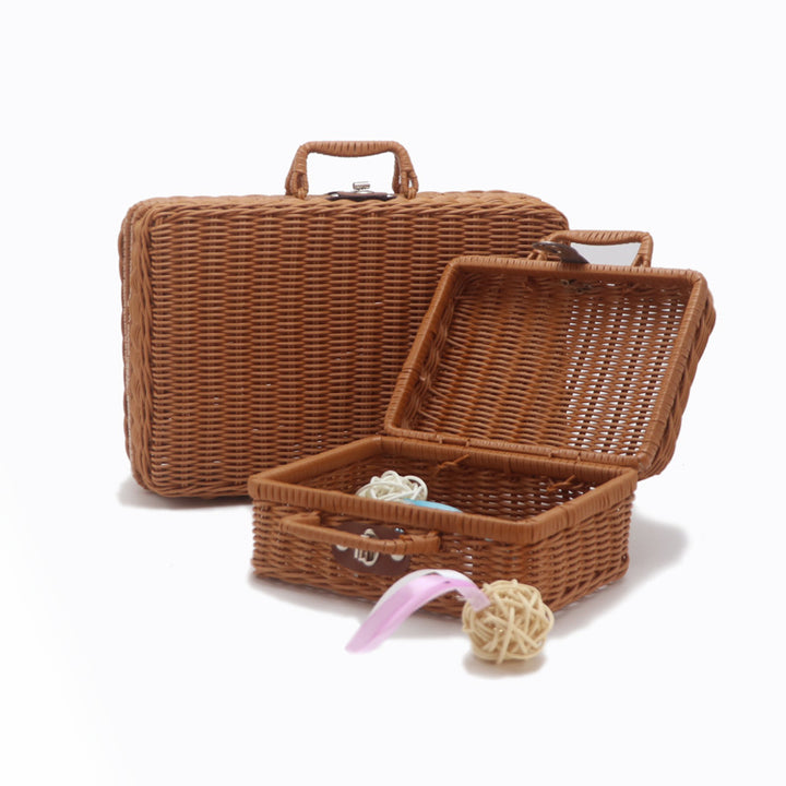 Handmade basket with leather handle Bowlift