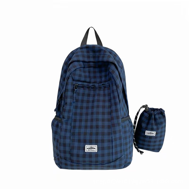 Gingham Patterned Lightweight Backpack Bowlift