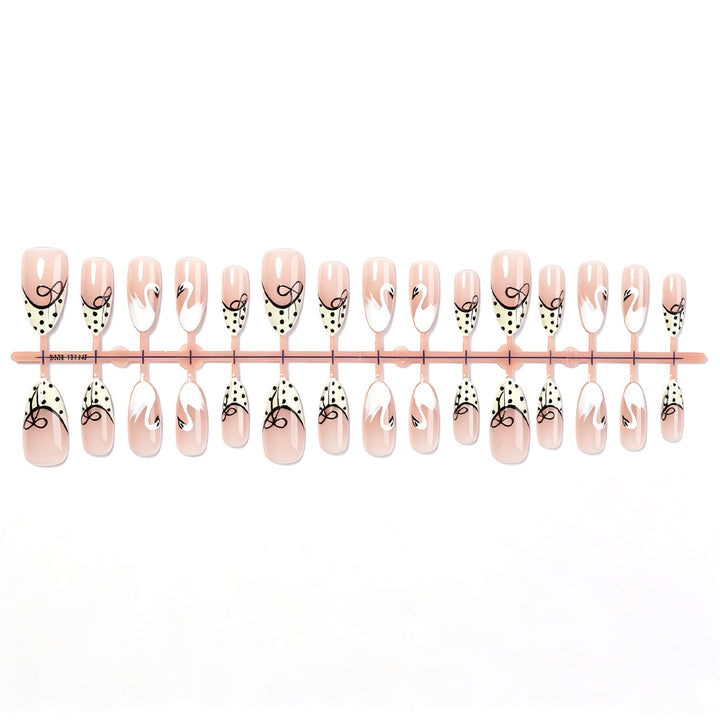 Artistic Swan Design Press-On Nail Set Bowlift