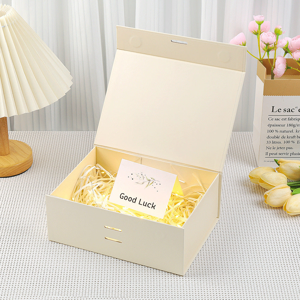 Premium magnetic gift presentation box with LED fairy lights and greeting card Bowlift
