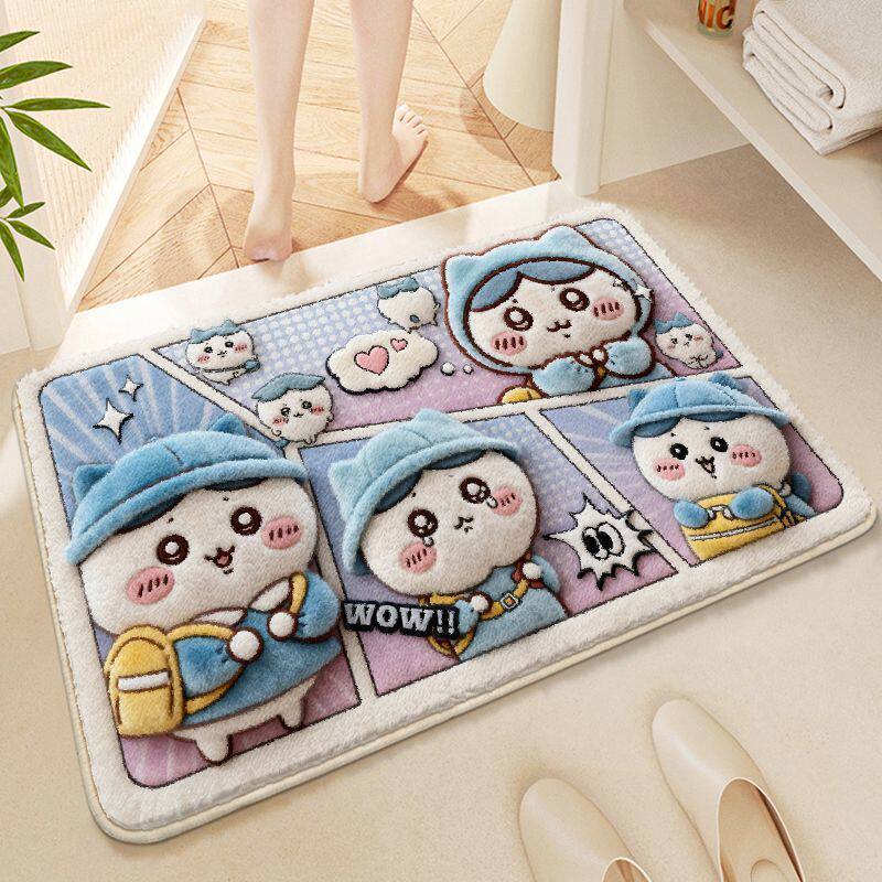 Cute Cartoon Animal-Themed Plush Bath Mat