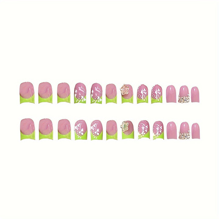 Decorative Nail Art Set with Floral and Rhinestone Accents Bowlift