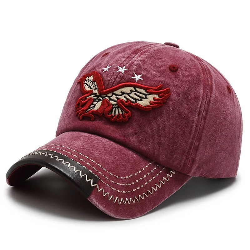 Men's Distressed Embroidered Baseball Cap Bowlift