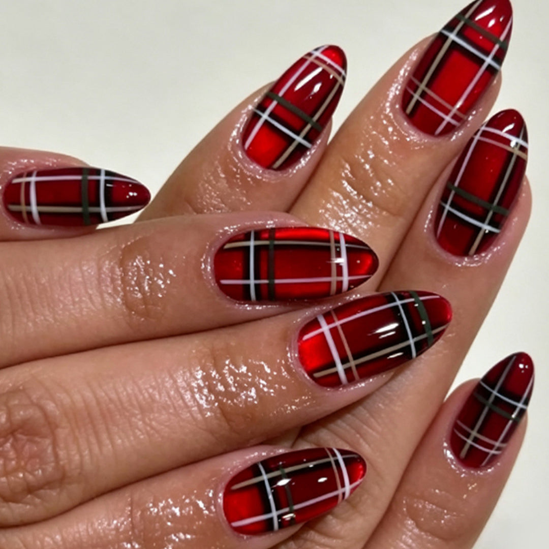 Trendy Plaid Nail Art Extensions Bowlift