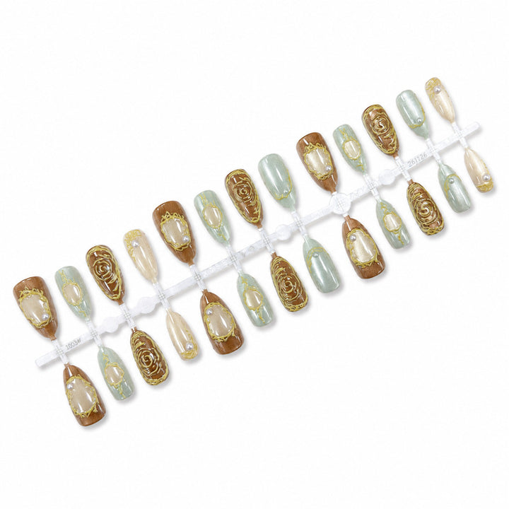 Premium artificial nails with elegant decorations Bowlift