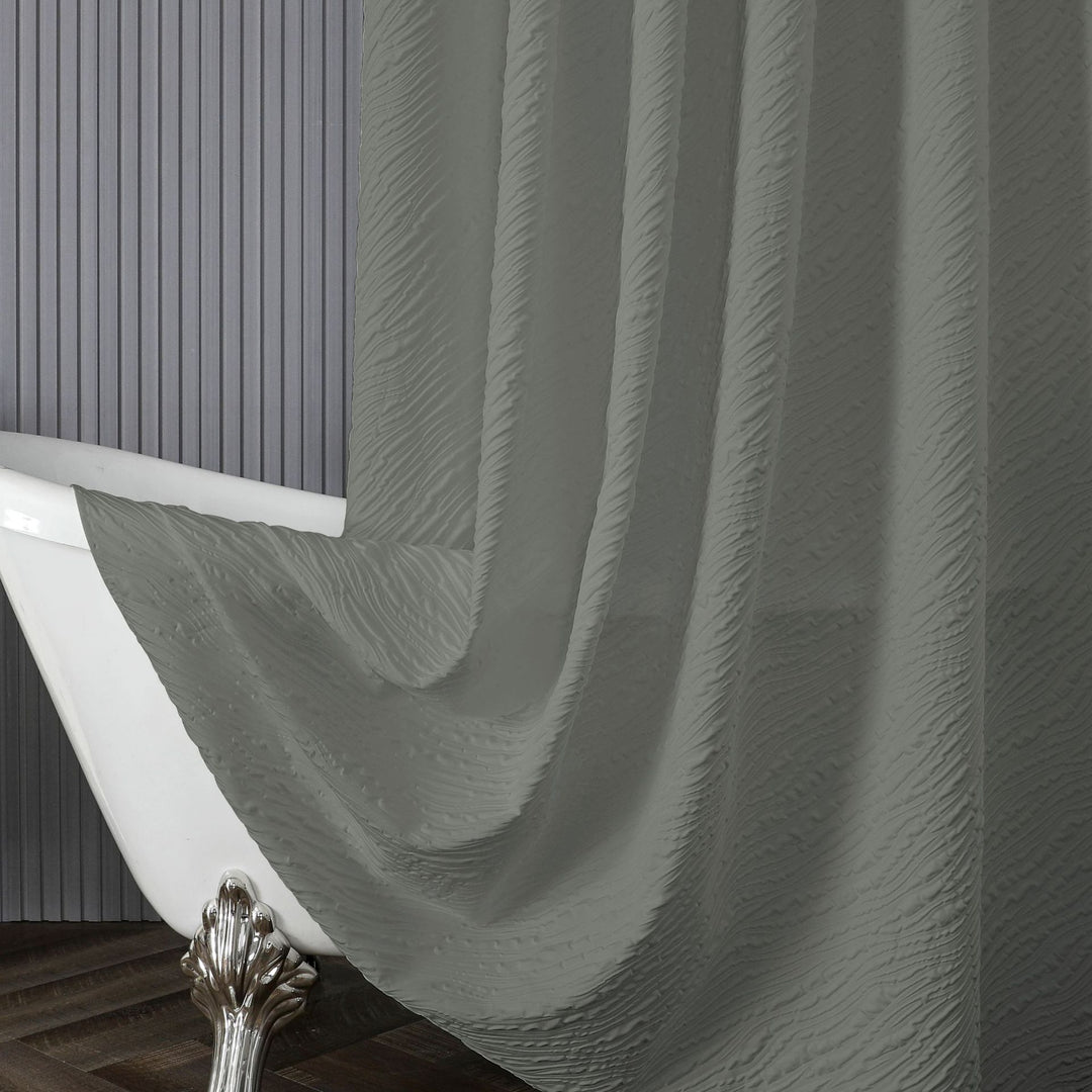 Textured Leaf Pattern Shower Curtain Bowlift