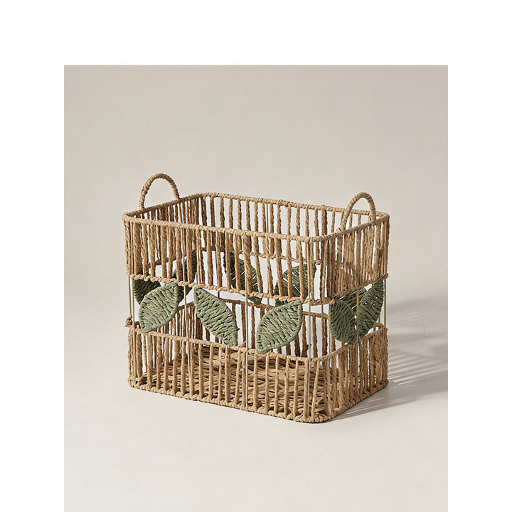 Handcrafted storage basket with leaf motif Bowlift