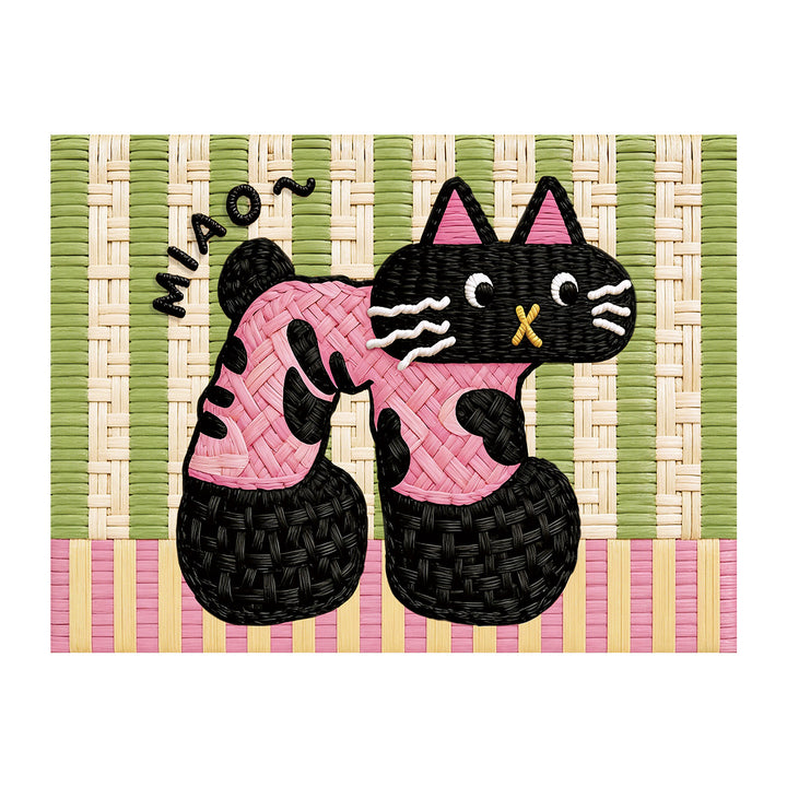 Playful Cat-Themed Pet Comfort Mat Bowlift