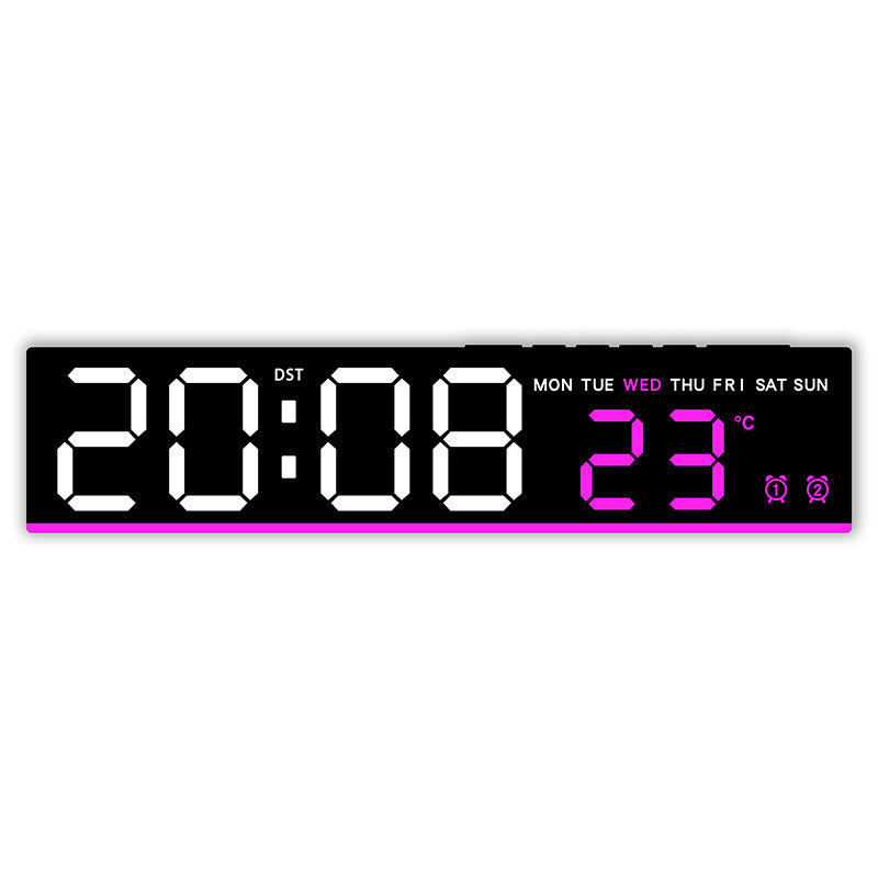 Digital wall clock with large LED digits and temperature display Bowlift