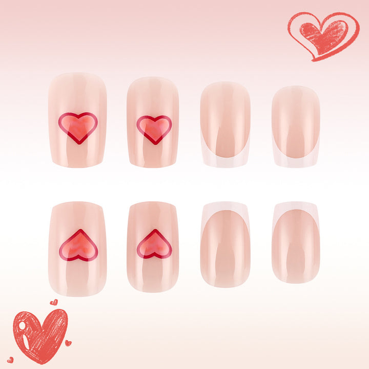 Heart-Decorated Press-On Nail Art Bowlift 1787543036