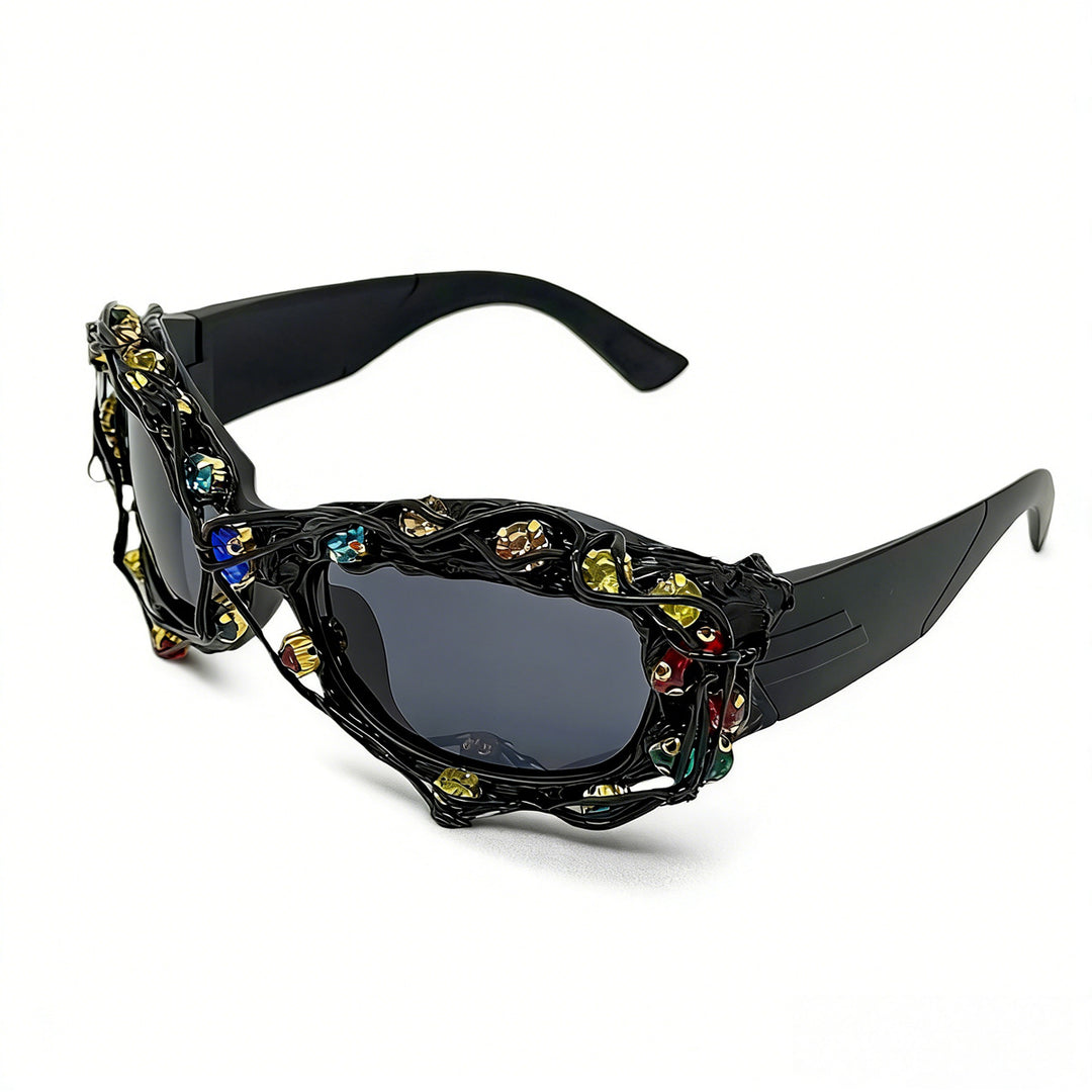 Ladies striking designer sunglasses with rhinestone applications Bowlift