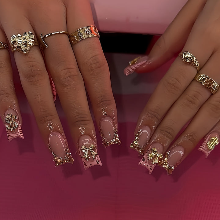 Luxurious 3D Bow-Embellished Press-On Nail Art Set Bowlift