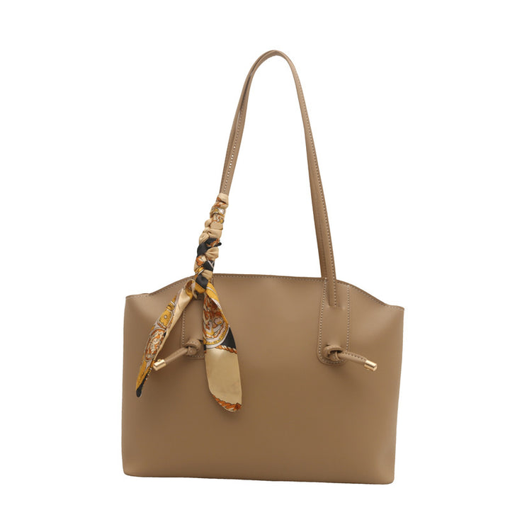 Elegant Scarf-Accent Tote Bag