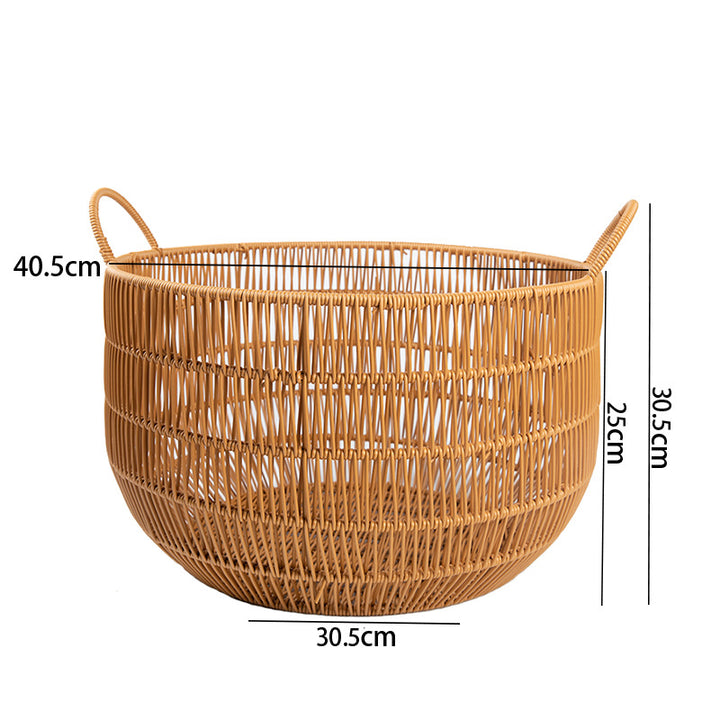 Women's Round Storage Basket with Practical Side Handles Bowlift