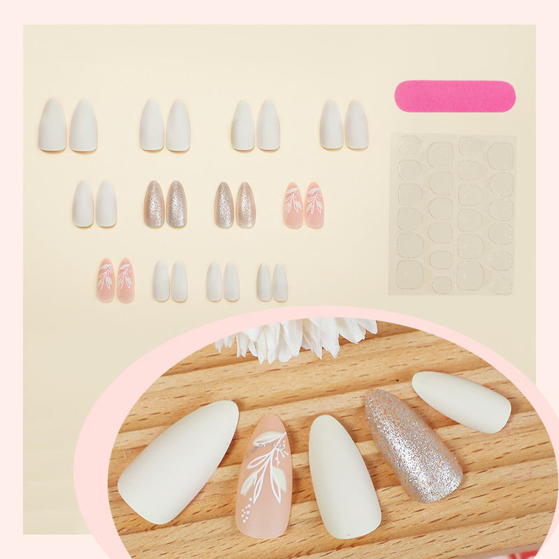 Elegant Press-On Nail Art Set with Floral Accents Bowlift