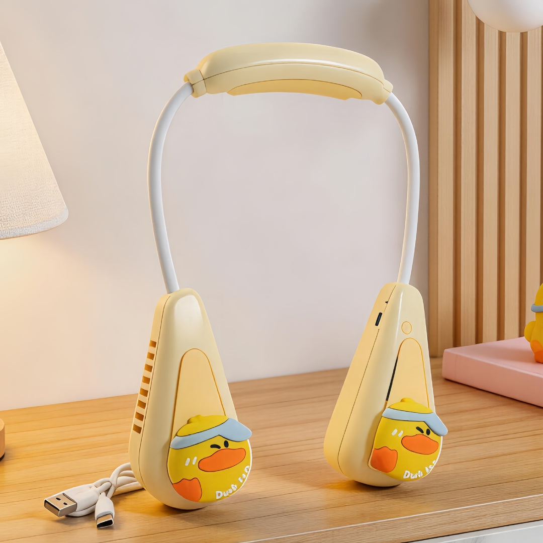 Ladies Portable Neck Fan with Cute Animal Design Bowlift