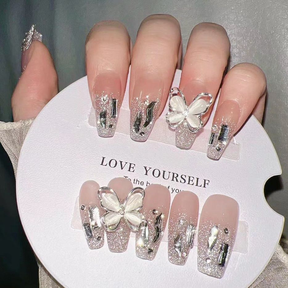Premium Decorative Butterfly Press-On Nail Extensions Bowlift