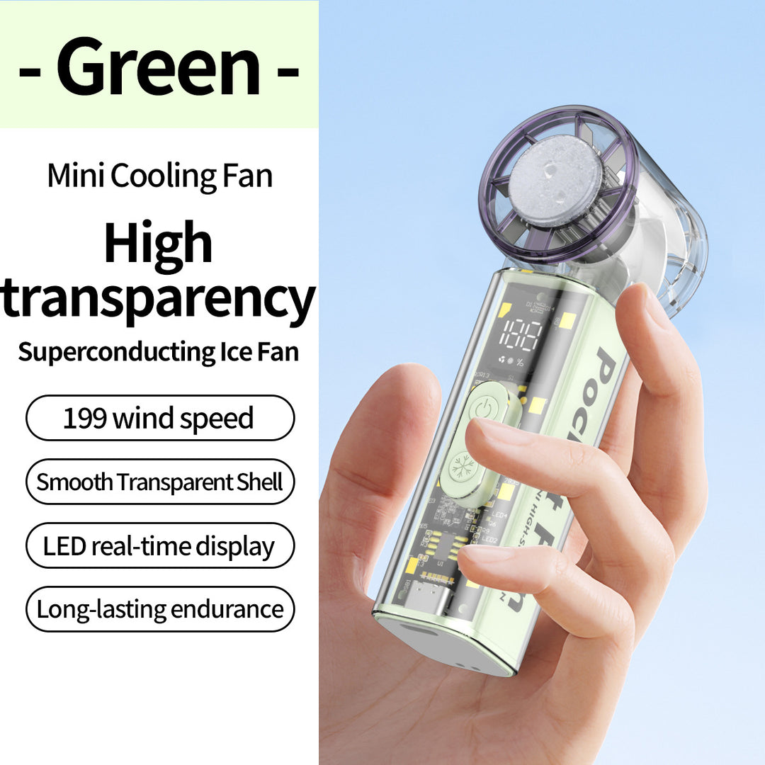 Women's Portable Mini Fan with Transparent Housing Bowlift