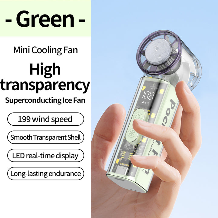 Women's Portable Mini Fan with Transparent Housing Bowlift