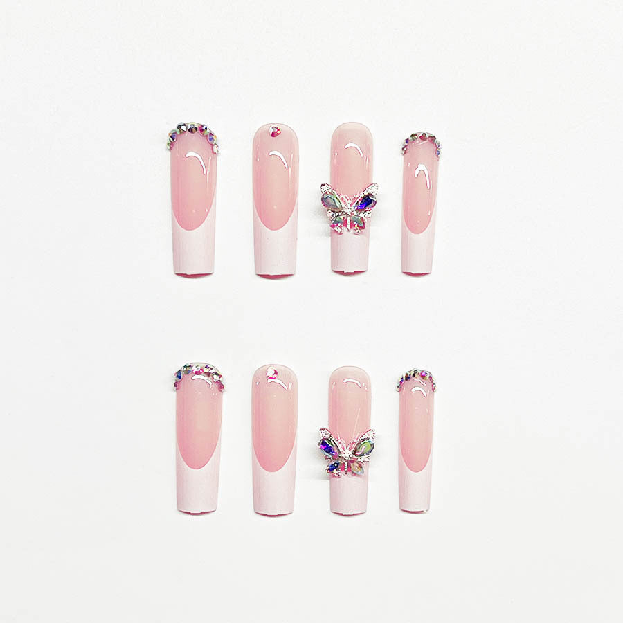 Elegant Butterfly-Embellished Nail Extensions Bowlift