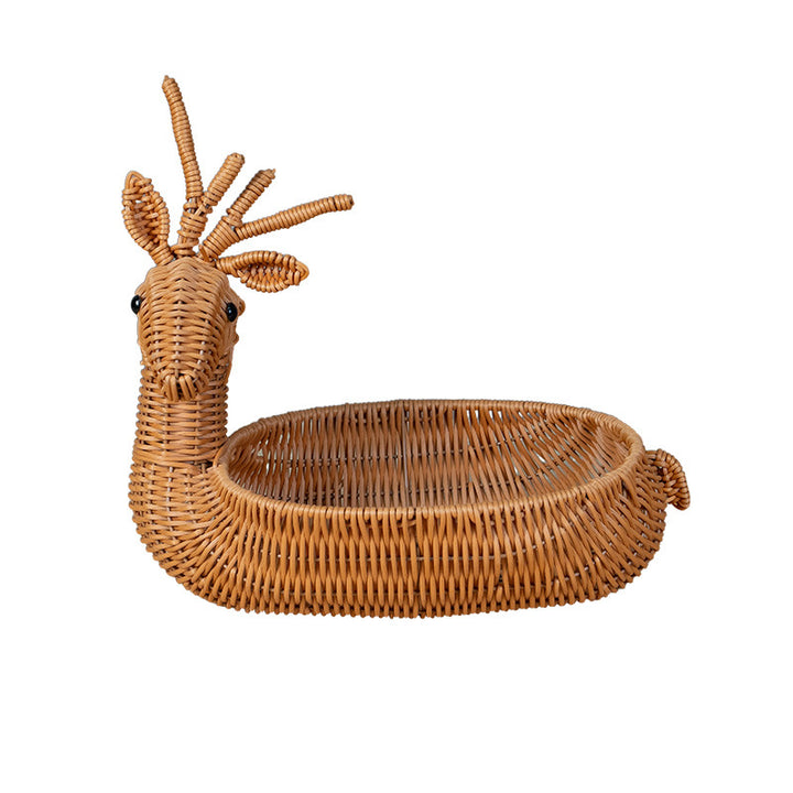 Decorative Animal-Shaped Woven Basket Bowlift