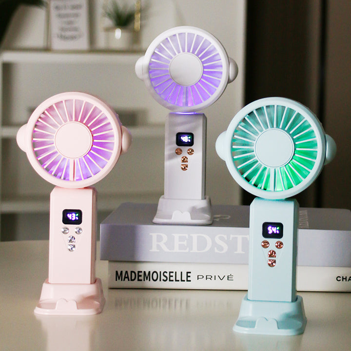 Ladies portable table fan with LED backlighting Bowlift