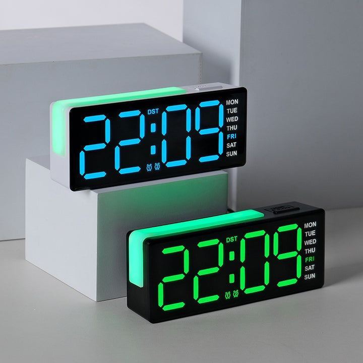 Digital LED Alarm Clock with Integrated Temperature and Day of Week Display Bowlift