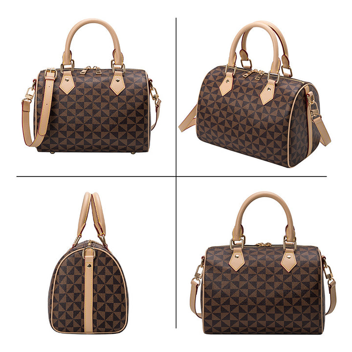 Geometric Patterned Handheld Satchel Bag