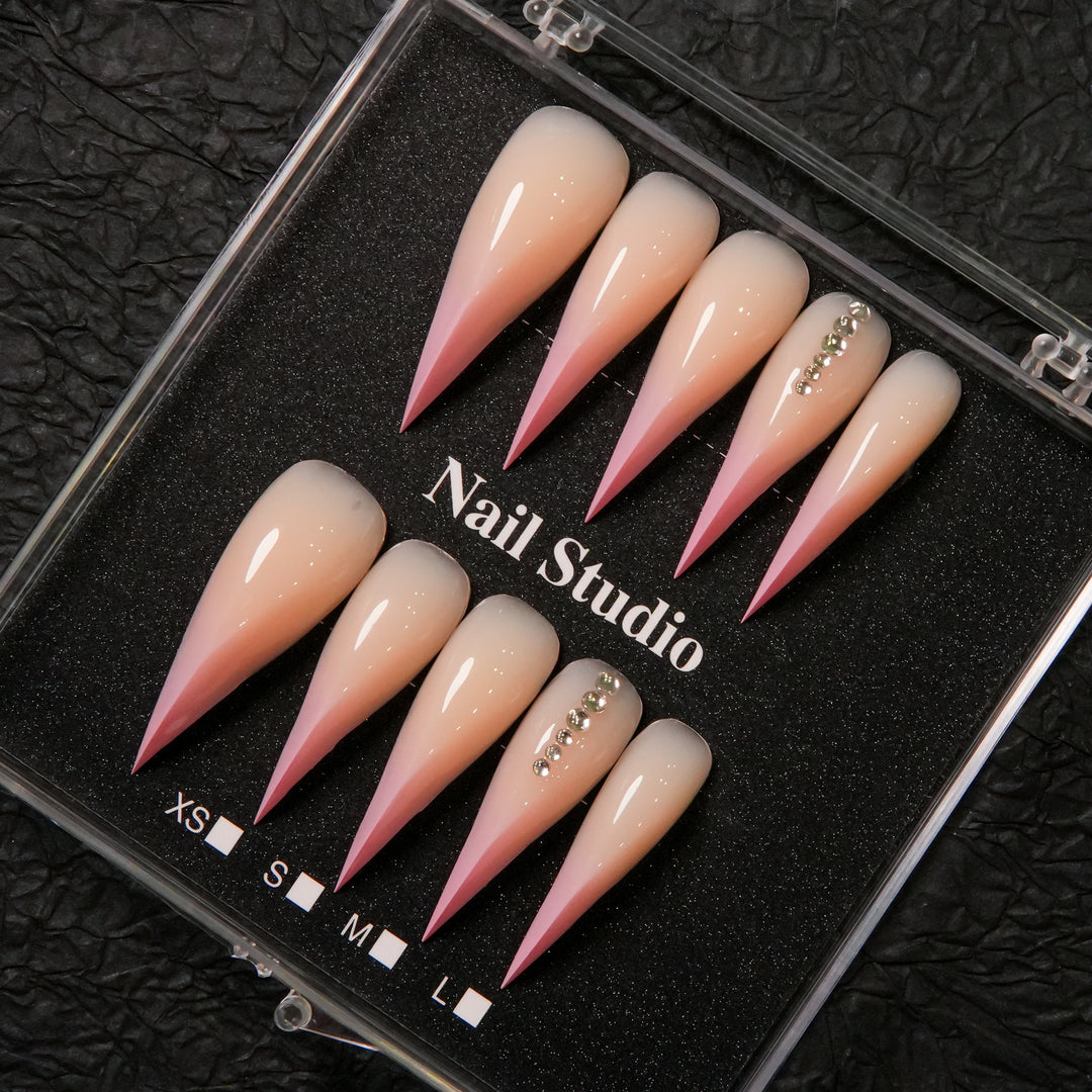 Stiletto Press-On Nail Enhancements with Rhinestone Accents