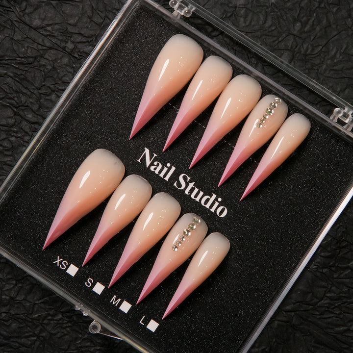Stiletto Press-On Nail Enhancements with Rhinestone Accents
