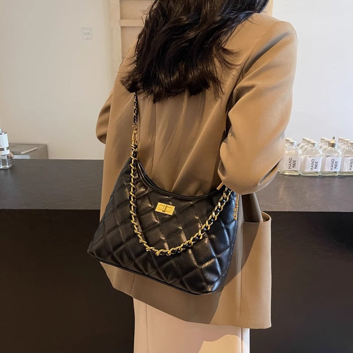Quilted Chain-Detail Shoulder Bag Bowlift