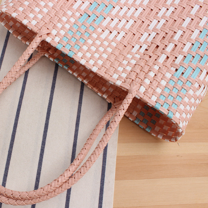 Braided tote bag with colorful design and sturdy handles Bowlift