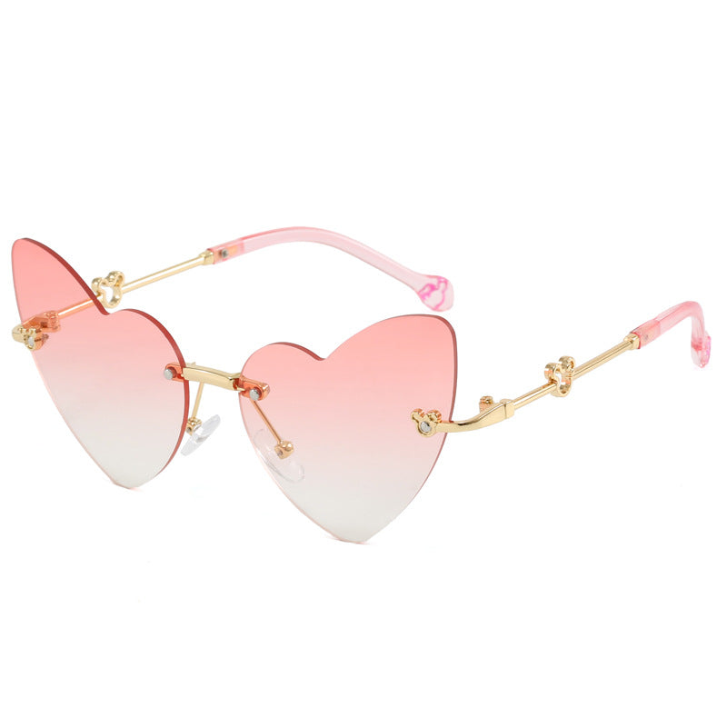Women's Heart-Shaped Sunglasses with Embellished Frame Bowlift