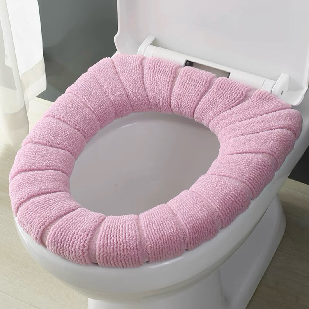 Plush Terry Microfiber Cushioned Toilet Seat Cover with Elastic Fit Bowlift