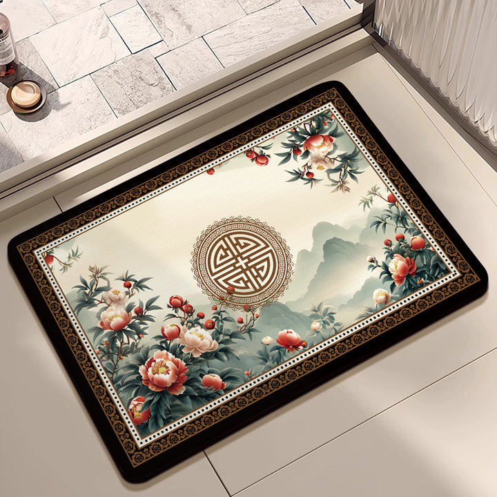Artistic Floral Bath Mat Bowlift
