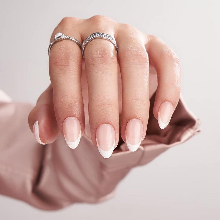 Elegant French Tip Press-On Nails Bowlift