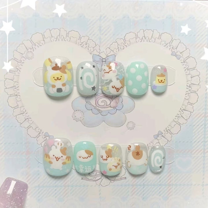 Whimsical Character Press-On Nail Art Set Bowlift