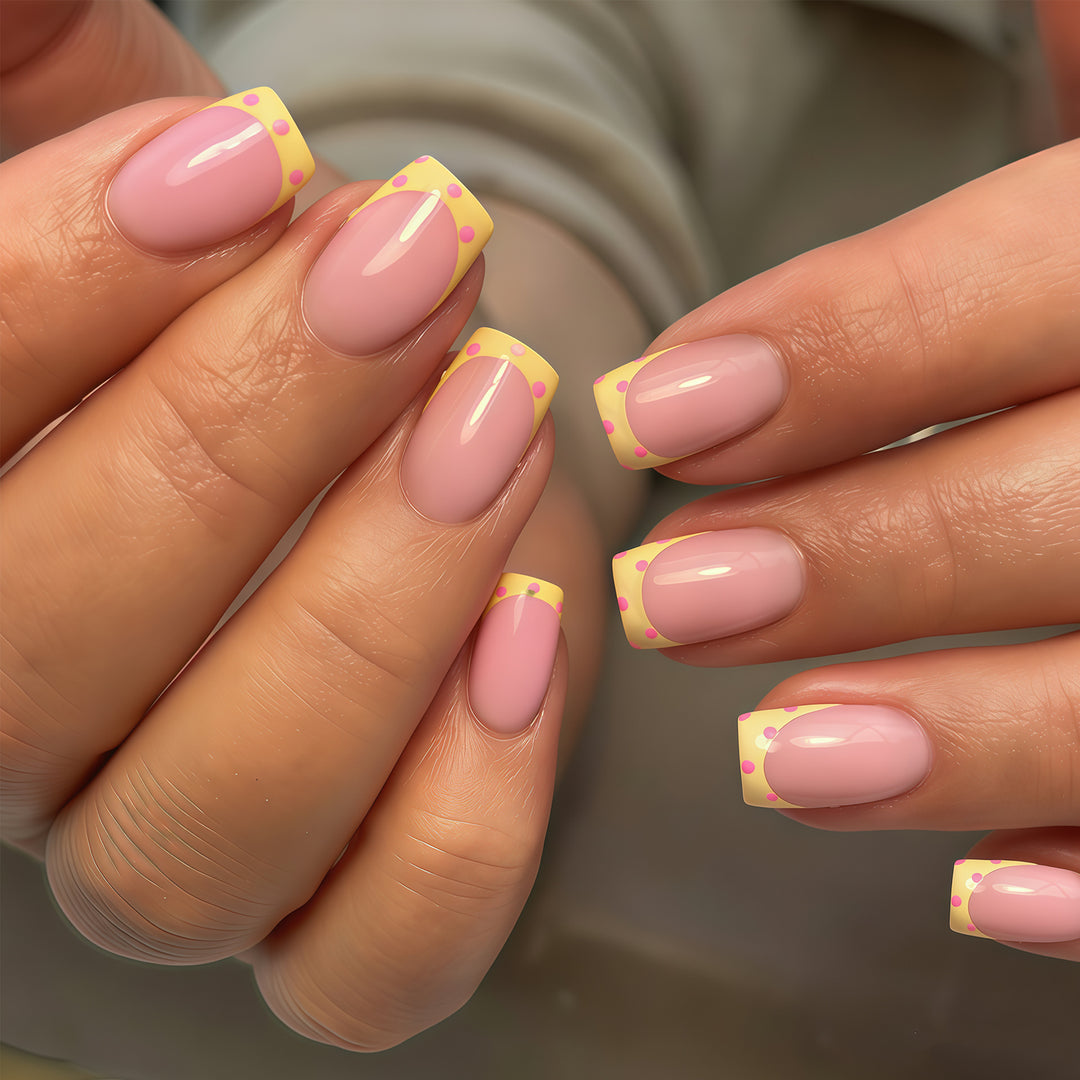 Stylish Polka Dot French Tip Nail Art Set Bowlift