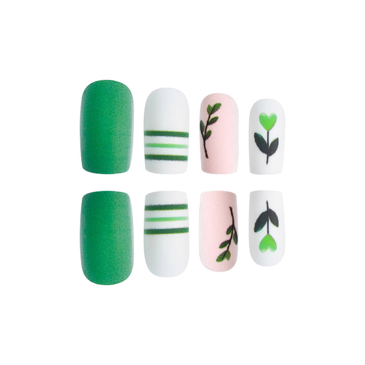 Botanical-Themed Press-On Nail Art Bowlift