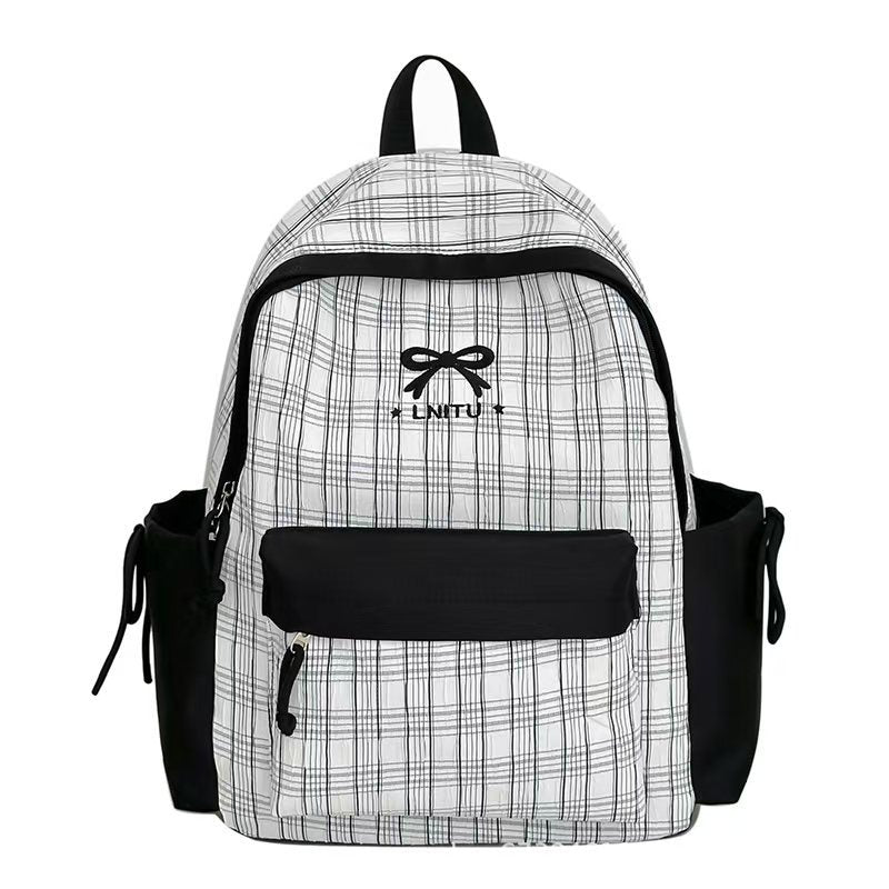Plaid Patterned Backpack Bowlift