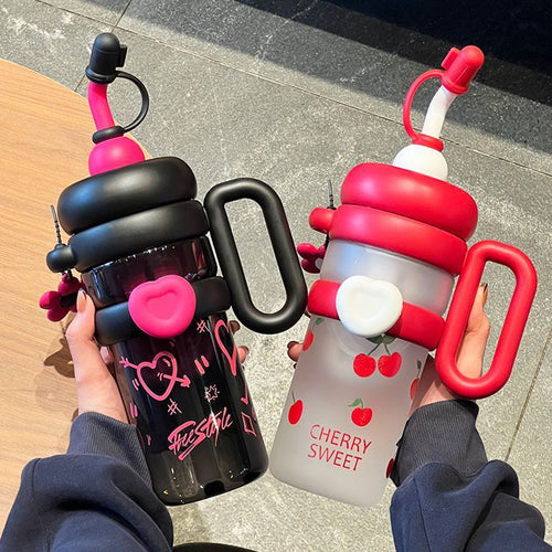 Unisex Water Bottle with Refillable Straw Bowlift