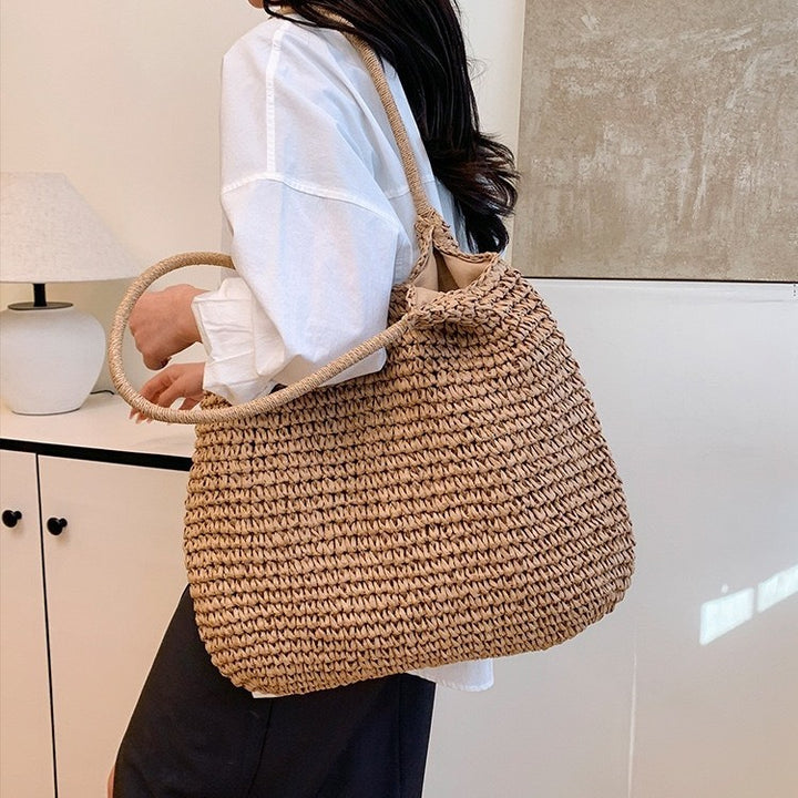 Handbag Made of Handwoven Natural Material with Generous Interior Bowlift
