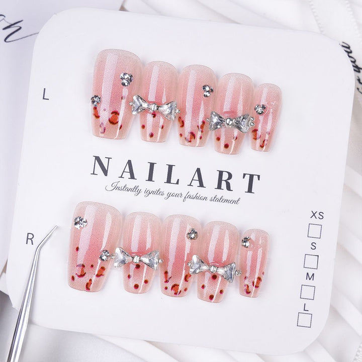 Decorative Press-On Nails with Bow and Rhinestone Accents Bowlift